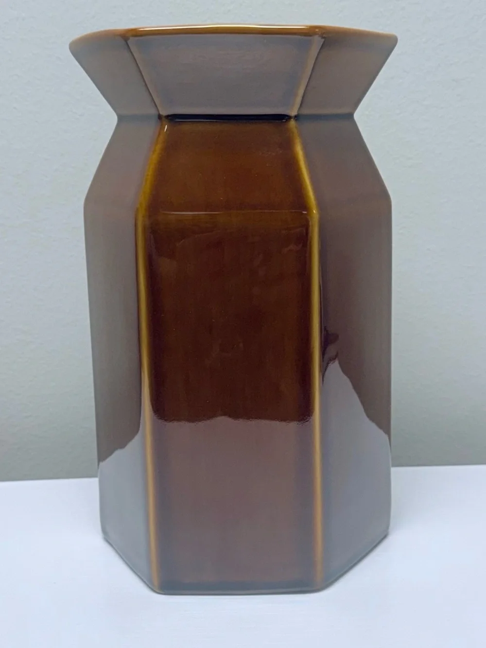 Short Hexagon Ceramic Brown Vase - Threshold™ designed with Studio McGee